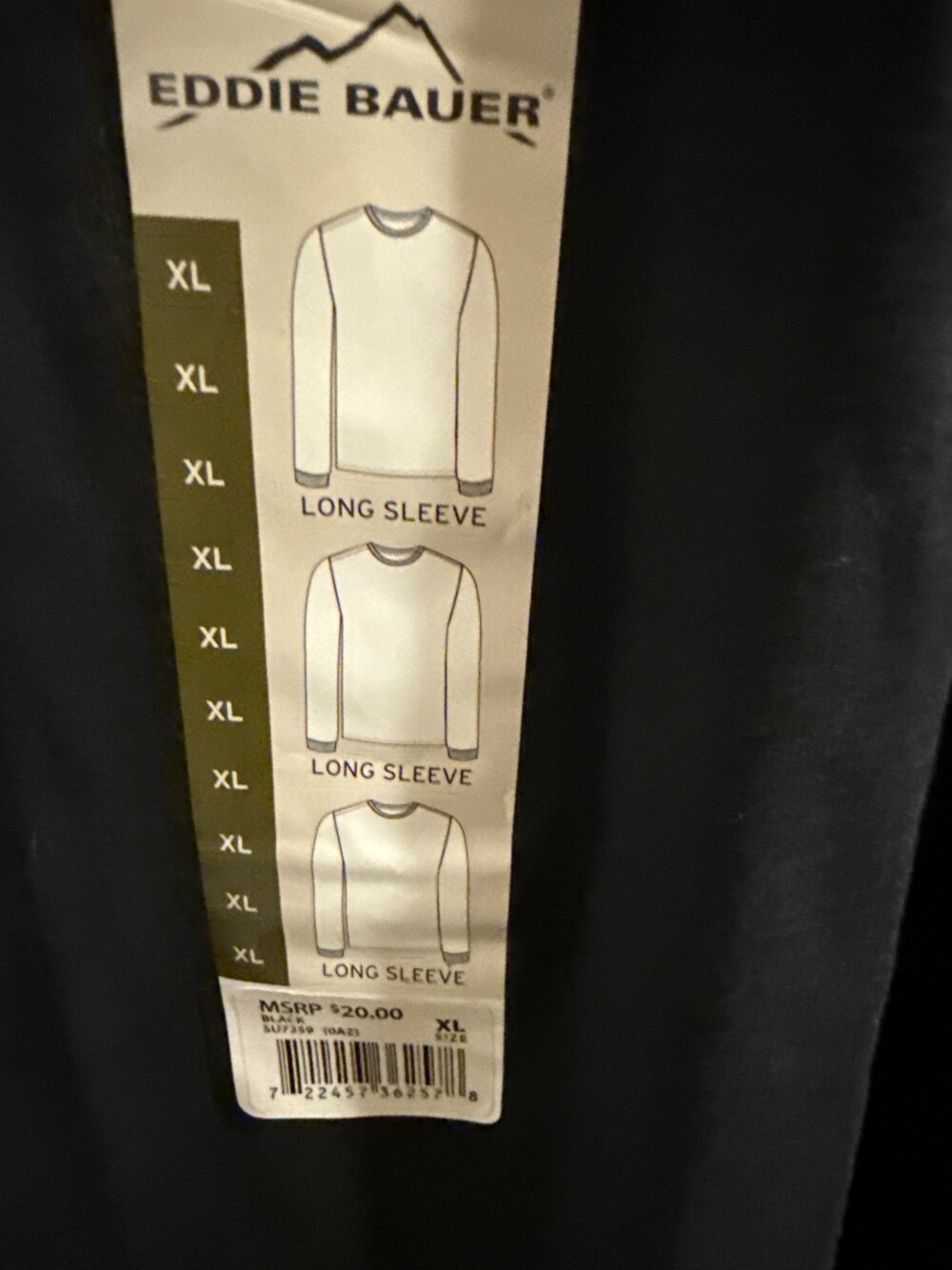 NEW with tags, Eddie Bauer Long Sleeve Crewneck Shirt Black XL Cotton Blend - Picture 3 of 4